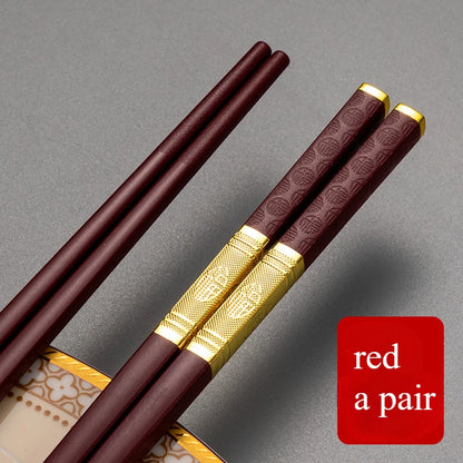 1 Pair Metal Chinese Chopsticks Reusable Square Food Chopsitcks Light Luxury Alloy Chopsticks Hotel Restaurant Alloy Tableware