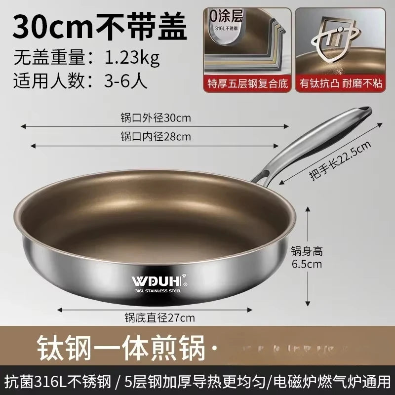 Titanium Pan Non-stick Frying Pan Household Wok Steak Frying Pan Induction Cooker Gas Stove Special  Wok Frying