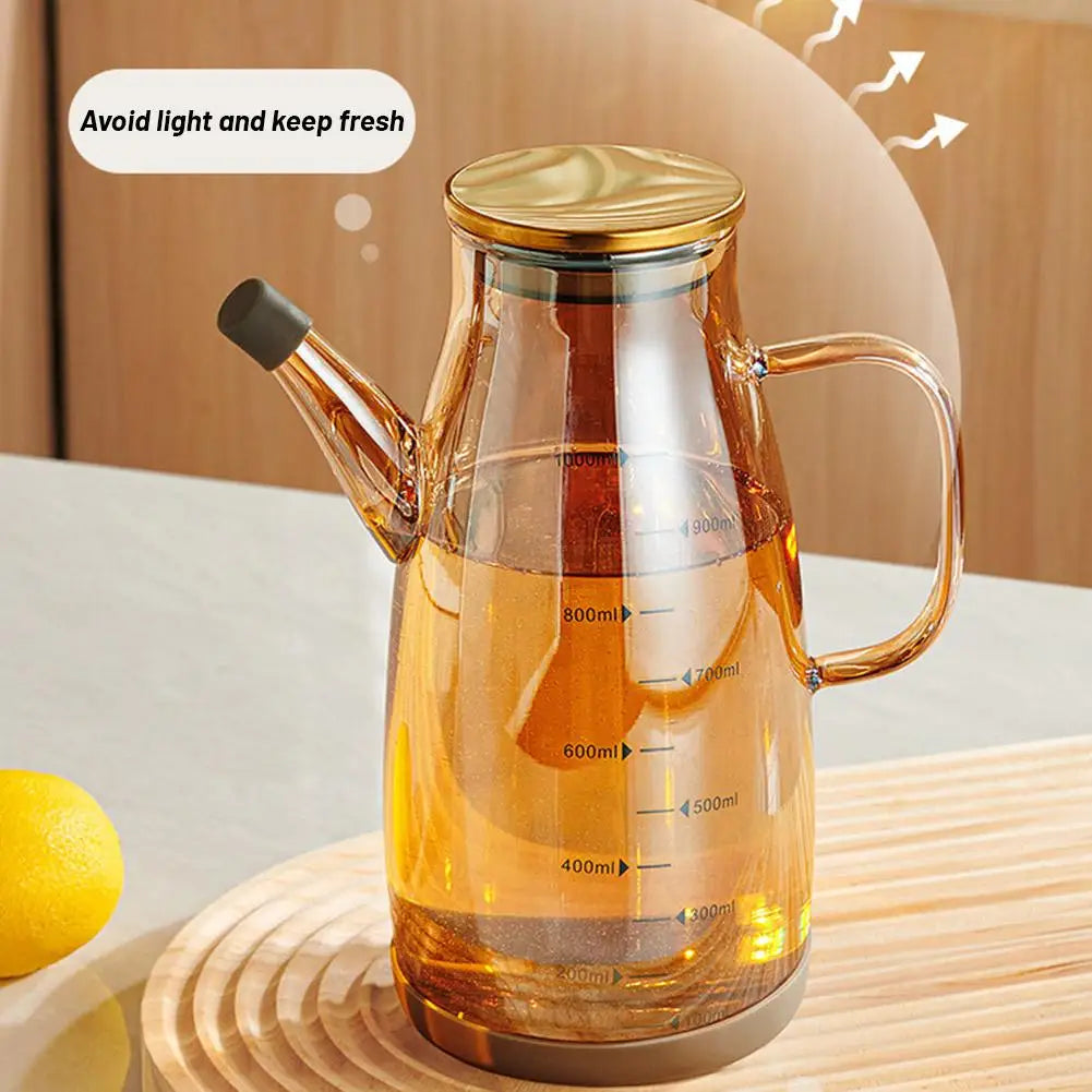 600/800/1000ml Oil Bottle Kitchen Glass Oil Pot Large Capacity Leak-Proof Pour Soy Vinegar Tank Oil Dispenser Kitchen Tools