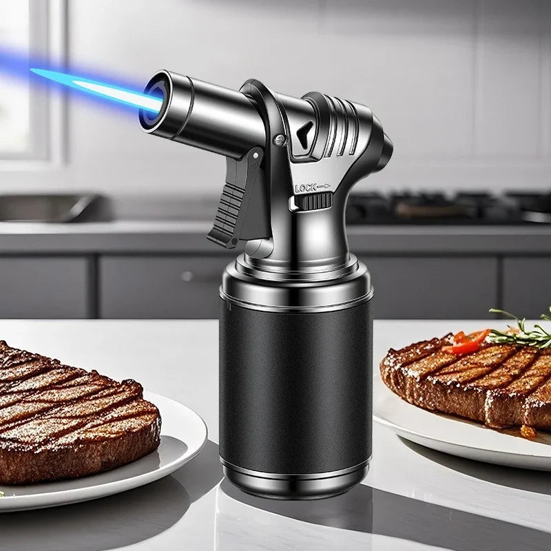 Butane Torch Gas Lighter Windproof Metal Inflatale Smoking Accessories and Outdoor Cigar Ignition Tool High Flame Flamethrower