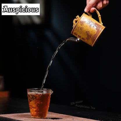 320ml Exquisite Yixing Purple Clay Teapots Handmade Bamboo Section Pot Raw Ore Section Mud Kettle Chinese Zisha Tea Set Gifts