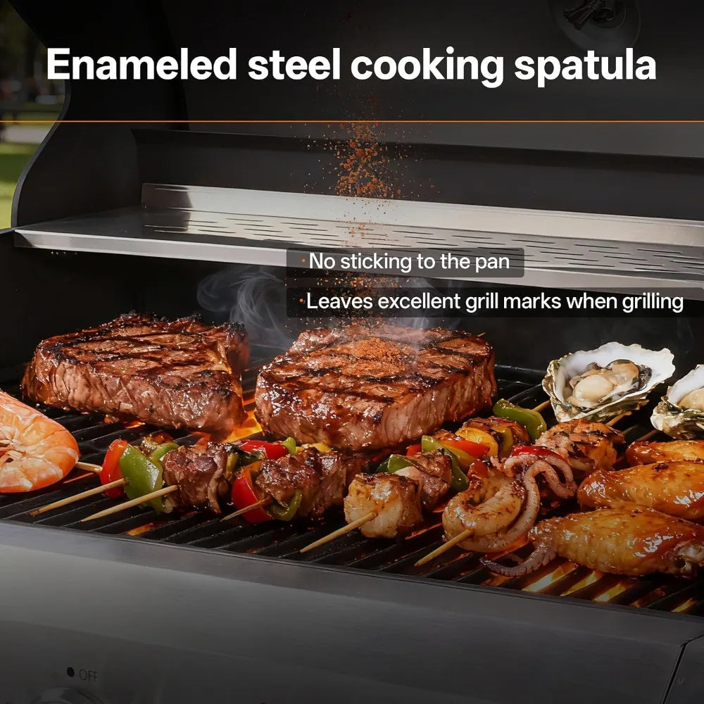 58,500 BTU 5-Burner Propane Gas Grill BBQ with Side Burner, Porcelain Grates, Wheels