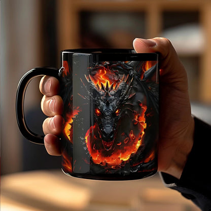 Dark Dragon Ceramic Mug - Stylish Fantasy Design, Perfect Gift for Gamers