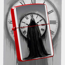 Portable Ignition Accessory With Dark Gothic Faceless Time Keeper Print, Retro Roman Numeral Clock Themed Unique Decor, Stylish Practical Collectible Gift For Daily Use, Gatherings And Creative Display For Art Lovers A Humoro