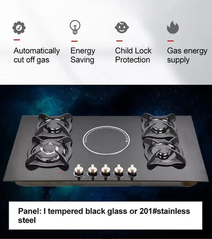 High Quality Cooktop 4 Gas 1 Single Electric  Ceramic Hob Built in Induction and Gas Stove