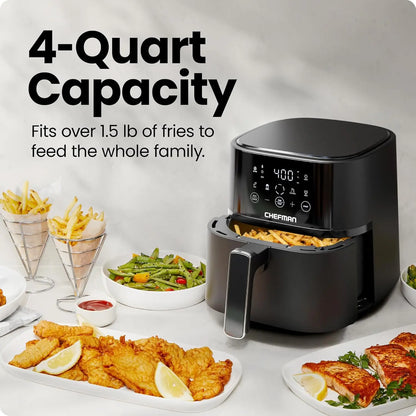 4 QT Compact Air Fryer with Hi-Fry Technology, Touchscreen & 4 Presets, Nonstick Basket, Dishwasher Safe