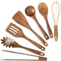 LMETJMA 10 Pack Natural Teak Wooden Kitchen Utensil Set Wooden Spoons Spatula Cooking Utensil Set For Cooking Baking JT503