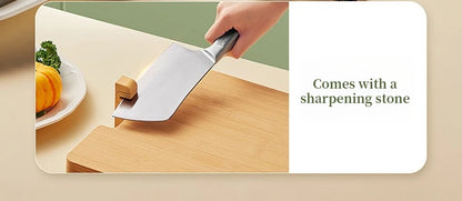 COOKER KING 3 Sizes Standable Cutting Board Moso Bamboo Chopping Board with Sharpening Stone Preparation Board Cost-effective