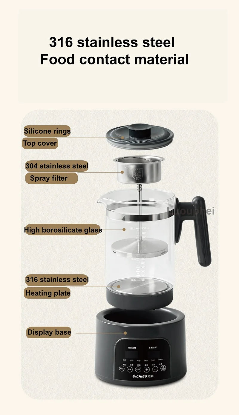 220V Health Kettle Temperature Control Pu'er Steam Teapot Baby 72h Constant Temperature Glass Milk Pot 1.5L Electric Kettle