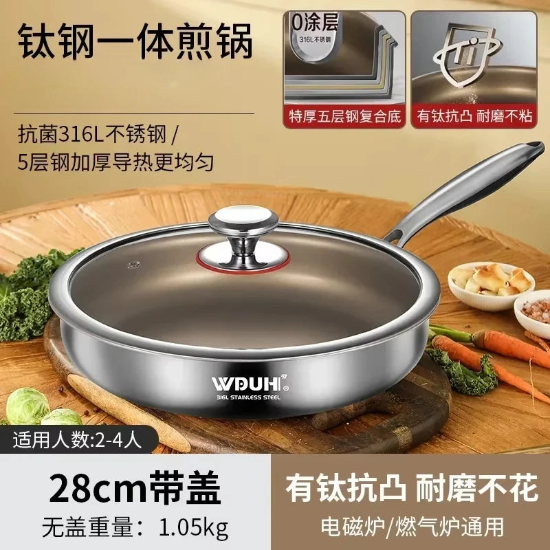 Titanium Pan Non-stick Frying Pan Household Wok Steak Frying Pan Induction Cooker Gas Stove Special  Wok Frying