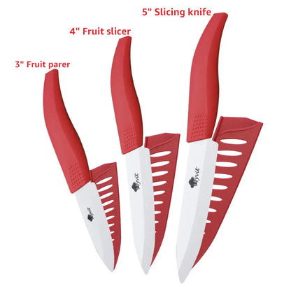 Ceramic Knives Set Kitchen knives 3 4 5 6 inch Chef knife +peeler with holder white zirconia blade Multi-color Handle