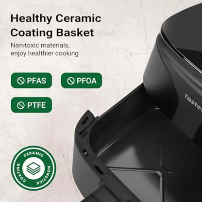 Ceramic Air Fryer for kitchen use, ceramic-coated, black, 8-in-1 versatility with 5.5QT capacity, 450F max temperature, smart p