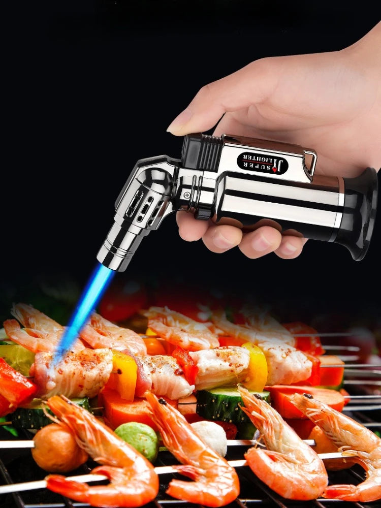 Butane Torch Gas Lighter Metal Windproof Portable Flamethrower Outdoor BBQ Cooking High Flame Welding Torch Ciagr Ignition Tool