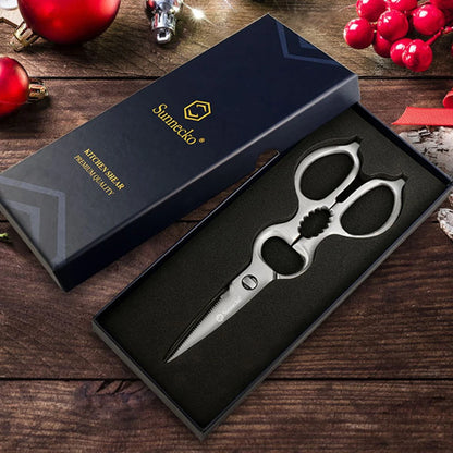 Sunnecko Stainless Steel Kitchen Scissors Ultra Sharp Micro Serrated Poultry Kitchen Cooking Shears Nut Cracker Dishwasher Safe