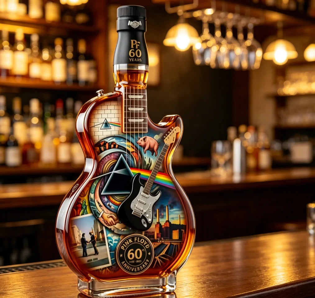 Artistic Guitar Shaped Whiskey Decanter Hand-Finished Glass Liquor Dispenser Decorative Barware Unique Gift for Whiskey Lovers