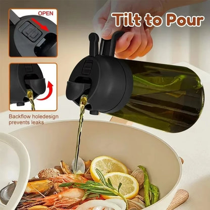 2-in-1 16oz 470ml Brown Glass Oil Sprayer Leakproof Eco-Friendly Olive Oil Dispenser Perfect for Cooking BBQ Grill Air Fryer