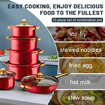 13pcs Tri-Ply Stainless Steel Cookware Set with Lids, Pots And Pans Kitchen Set, Induction-Ready, Pots And Pans Set, Induction