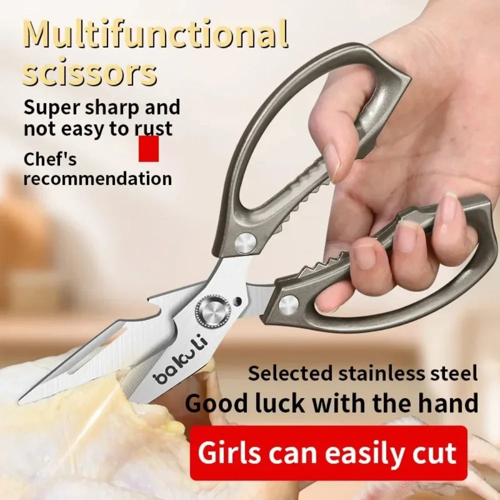 Japanese High-Carbon Steel Poultry Shears - Heavy Duty Kitchen Scissors for Chicken, Meat, Seafood & Bones