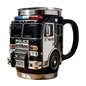 Fire Rescue Coffee Mug, Retro 3D Fire Truck Coffee Mug, Personalized Stainless Steel Wall Insulation Mug New Year Gifts for Mens