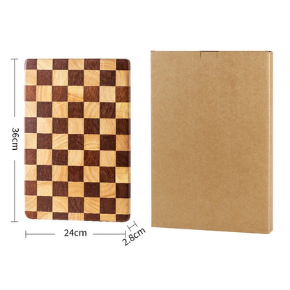 1 Pc End Grain Cutting Board Heavy Duty Rubber Wood Chopping Board Flippable Serving Board For Meat Bread Fruits Vegetable JT549