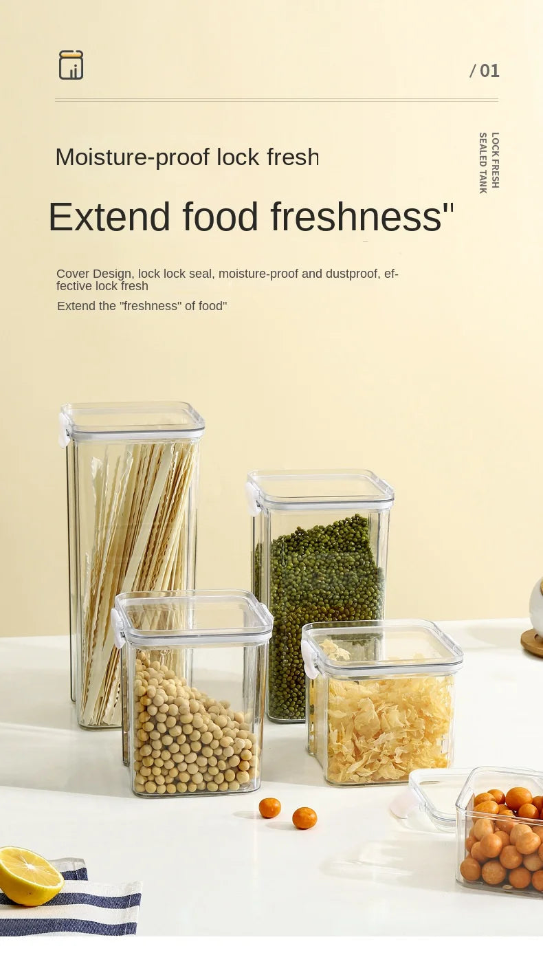 1-5PCS Sealed Jars Large Capacity Waterproof Transparent Scene Kitchen Candy Dried Grain Storage With Lid Fridge Storage Tank