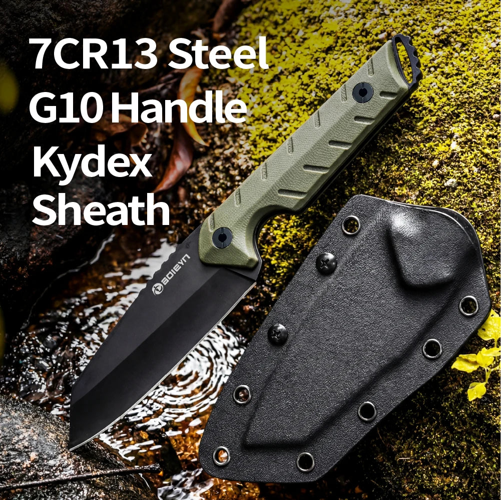 1 piece, 7RC13 high carbon stainless steel professional kitchen and outdoor dual-use knife, G10 handle K-type scabbard
