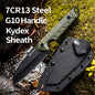 1 piece, 7RC13 high carbon stainless steel professional kitchen and outdoor dual-use knife, G10 handle K-type scabbard