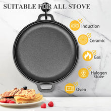 Multi-Function Cast Iron Griddle Skillet - Non-Stick Pan For Pizza, BBQ, Pancakes - Compatible with All Stovetops