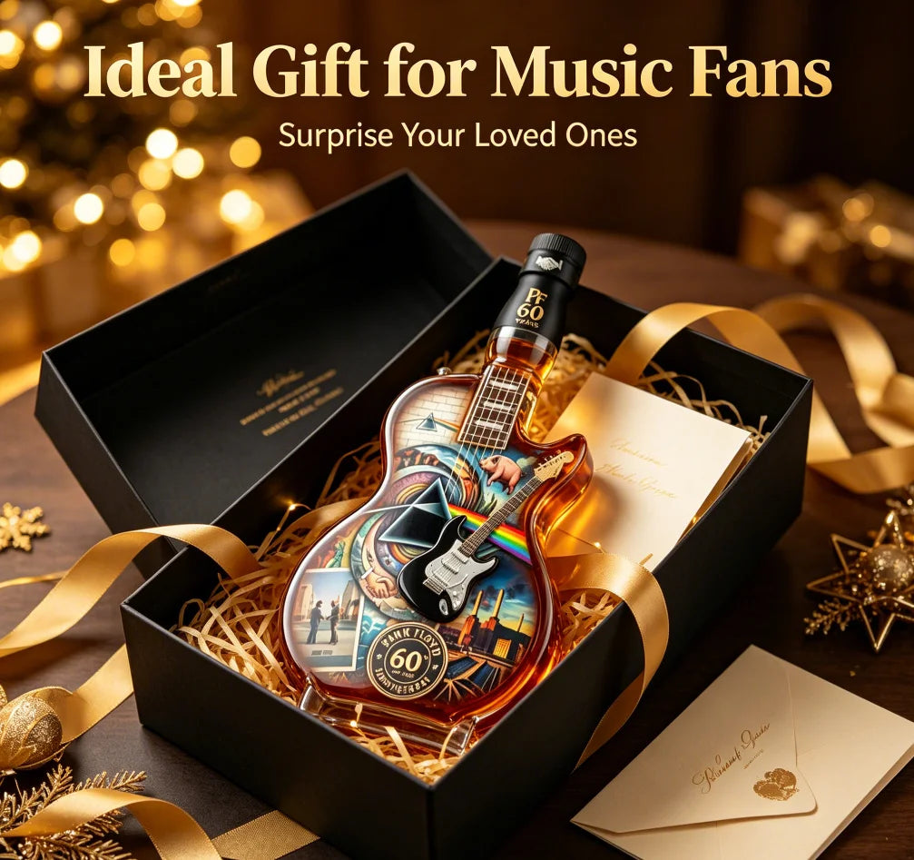 Artistic Guitar Shaped Whiskey Decanter Hand-Finished Glass Liquor Dispenser Decorative Barware Unique Gift for Whiskey Lovers