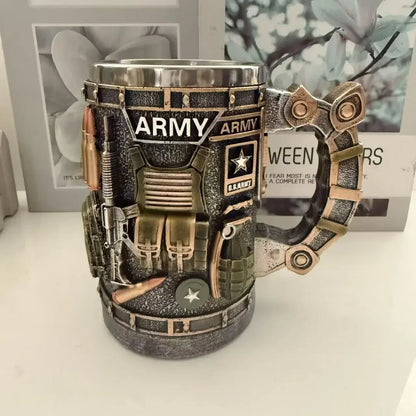 1pcs Navy Cup Air Force Anchor Plane Wine Mugs Resin Stainless Steel Army Beer Military  Mug Men Birthday Gift Coffee Wine New