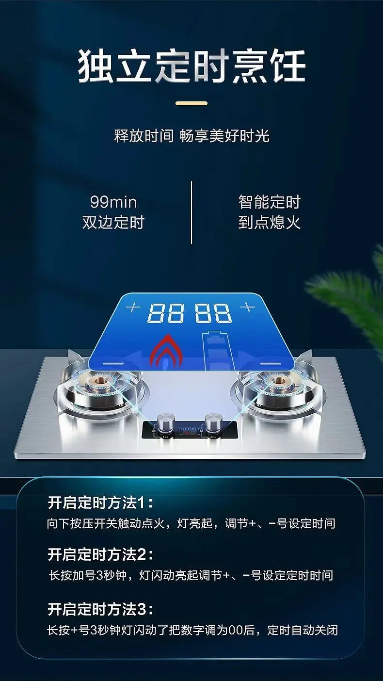 Gas gas stove pure copper direct injection fire double stove natural liquefied gas timing embedded desktop stove new