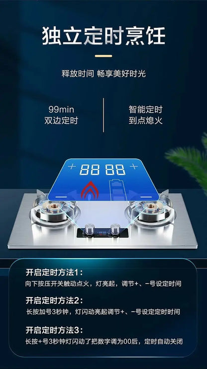 Gas gas stove pure copper direct injection fire double stove natural liquefied gas timing embedded desktop stove new