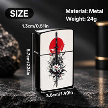 Japanese Style Samurai Sword Themed Lighter, Exquisite Ukiyo-E Art Pattern Design, Portable Stylish Ignition Tool, Perfect For Daily Use Outdoor Activities Gifting Collection, Fits All Scenarios With Unique Aesthetic De A Hum