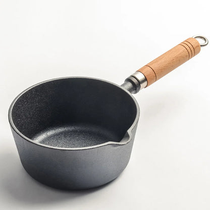 Cast Iron Milk Pan with Pour Spout Non-Stick Hot Oil Pan Butter Melting Pot Cooking Saucepan for Pouring Oil Milk Heating Frying
