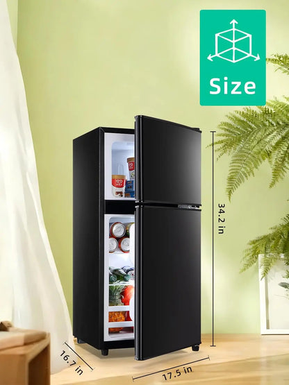 Refrigerator with Freezer 3.8 Cu.Ft with 7 Level Adjustable Thermostat Control 2 Door Lock Fresh Energy Saving Top-Freezer Refri