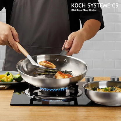 KOCH SYSTEME CS 8inch Frying Pan Stainless Steel Pan for Professional Cooking Uncoated Steak Frying pan omelette pan Induction