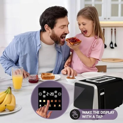 Touch Screen Toaster - 2 Extra Wide Slots - 5 Bread Types and 6 Browning Levels - Defrost Reheat Favorite Single Slot