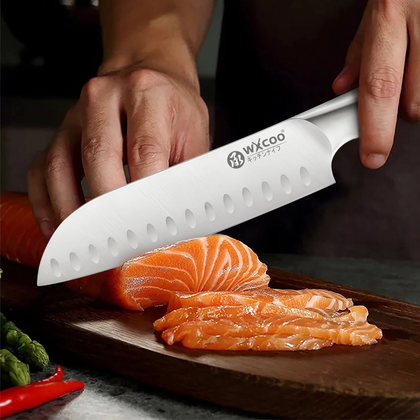 WXCOO Professional Scissor Set Stainless Steel Kitchen Knives BBQ Meat Cutting Japanese Santoku Knife Kitchen Supplies