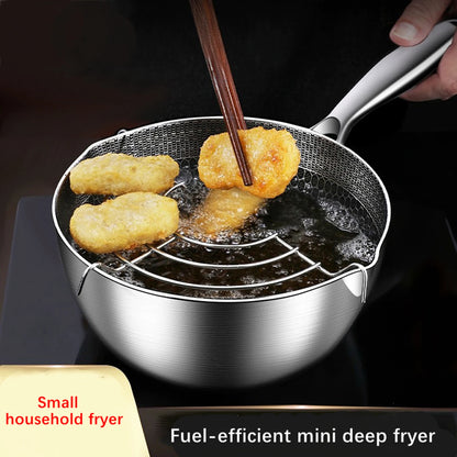 Deep Fryer Pot Cookware Japanese Tempura Fryer Pan Stainless Steel Saucepan for French Fries Sauce Chicken Dried Fish Warm Milk