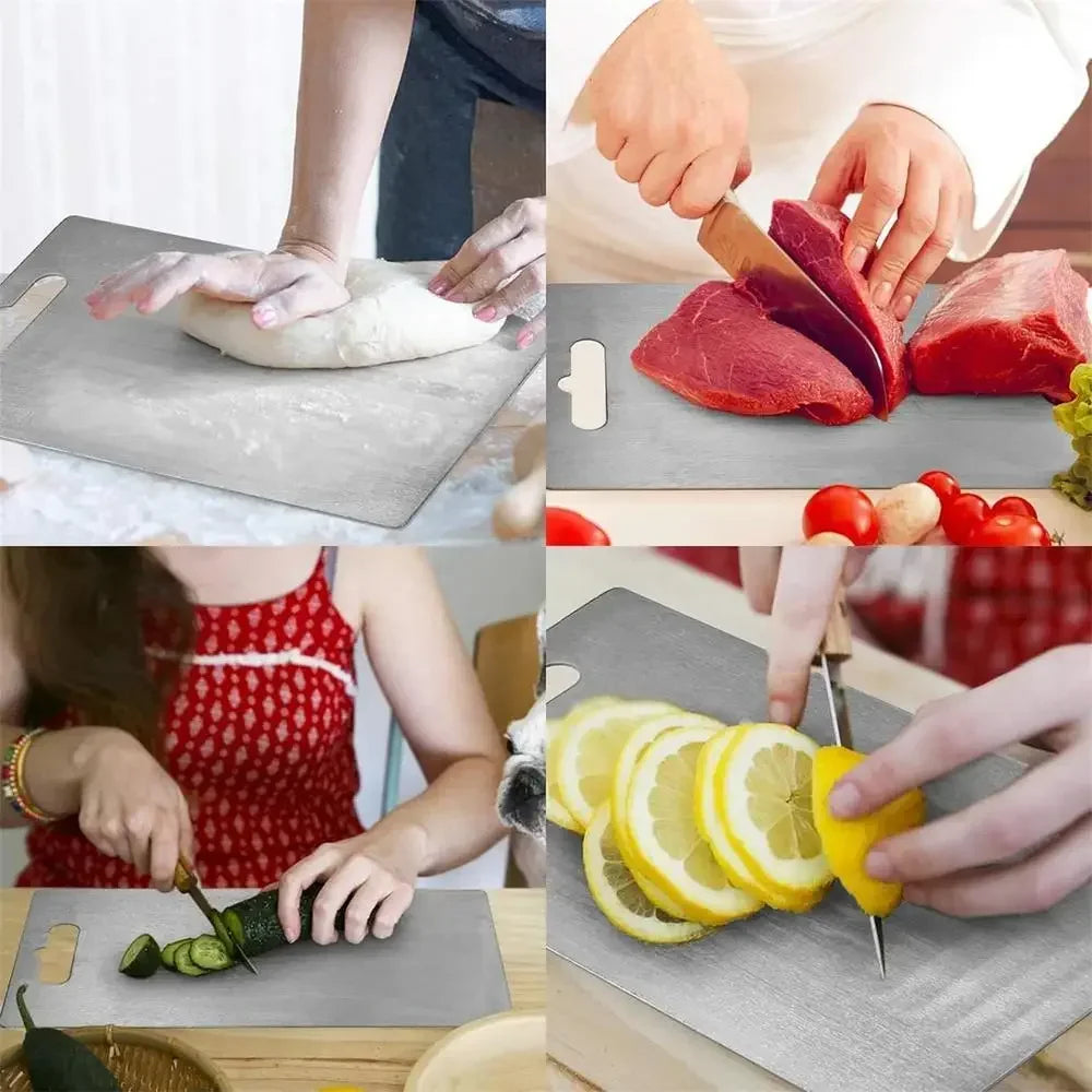 Titanium Cutting Stainless Boards for Kitchen Board 316 Steel Thickened Double Sided Food Grade Portable Fruit Meat Chopping