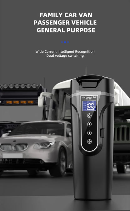 Portable Electric Kettle 12v/24v Smart Car Heating Cup Touch Screen Thermal Mug 450ml Car Heating Mug Temperature Adjustable