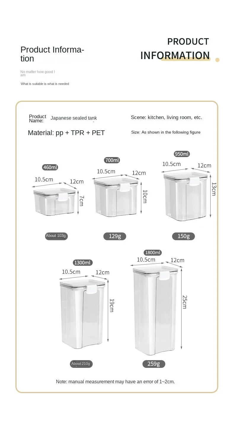 1-5PCS Sealed Jars Large Capacity Waterproof Transparent Scene Kitchen Candy Dried Grain Storage With Lid Fridge Storage Tank