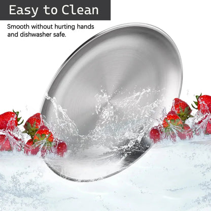 4Pcs Stainless Steel Plate Tray, Dining Tray, Steak Plate, Barbecue Plate, Korean Stainless Steel Circular Barbecue Plate