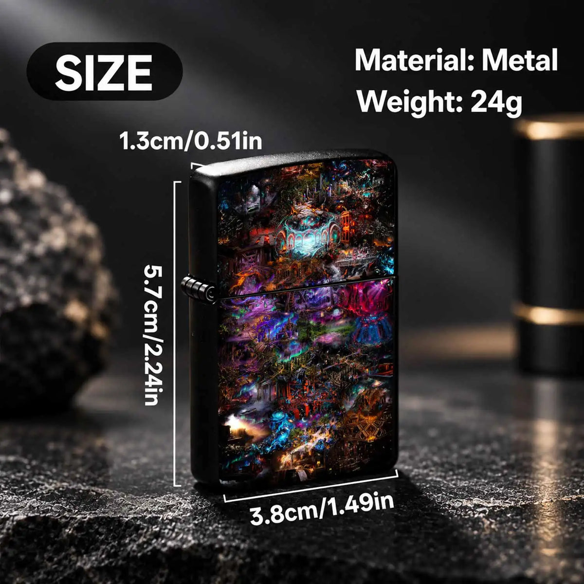 Psychedelic Surreal Fantasy Art Print Lighter Sticker Vibrant Cyber Anciet Style Unique Aesthetic Portable Item For Daily Gathering Outdoor Use Ideal Creative Gift For Personal All Scenario Available A Humorous And Interestin
