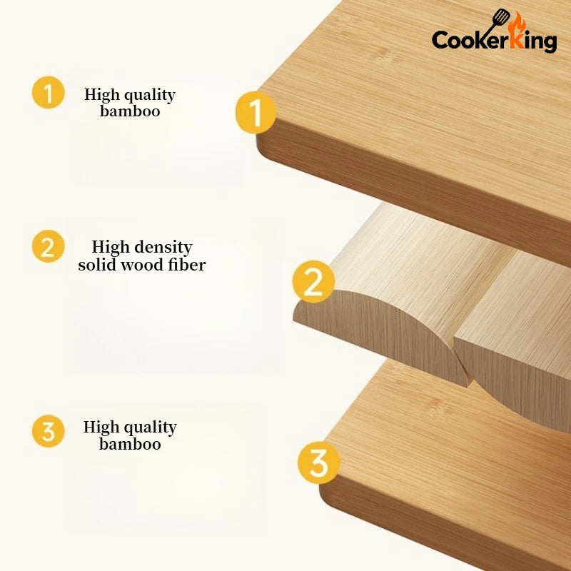 COOKER KING 3 Sizes Standable Cutting Board Moso Bamboo Chopping Board with Sharpening Stone Preparation Board Cost-effective
