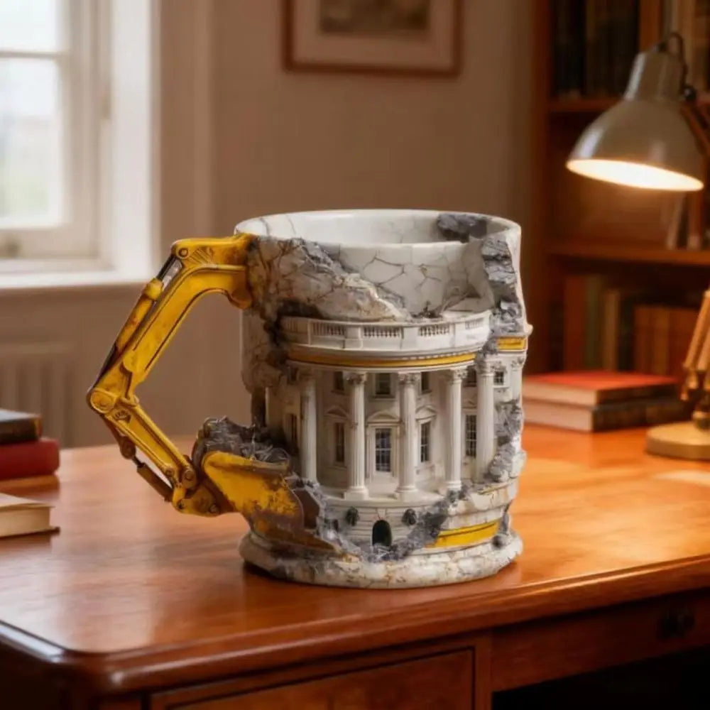 with Handle Someone Lied Demolition Mug 3D Building Print Excavator Shaped Durable Ceramic Coffee Mug