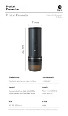 Hero Italian Professional Edition Portable 58mm Espresso Coffee Machine Manual Extraction Maker for Home Cafe Barista Brewing