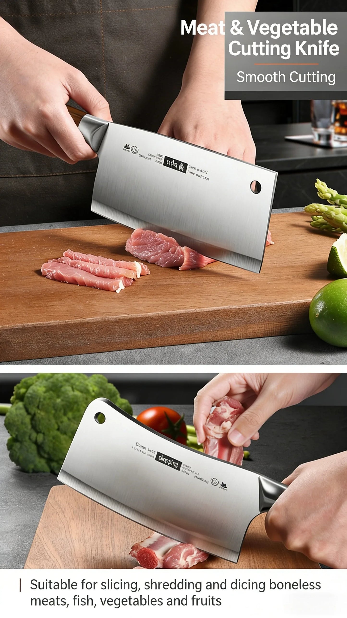 New Upgaded Complete 4-Piece Knife Set with Box - Stainless Steel Cleaver, Chef, Slicing & Paring Knives for All Kitchen Needs