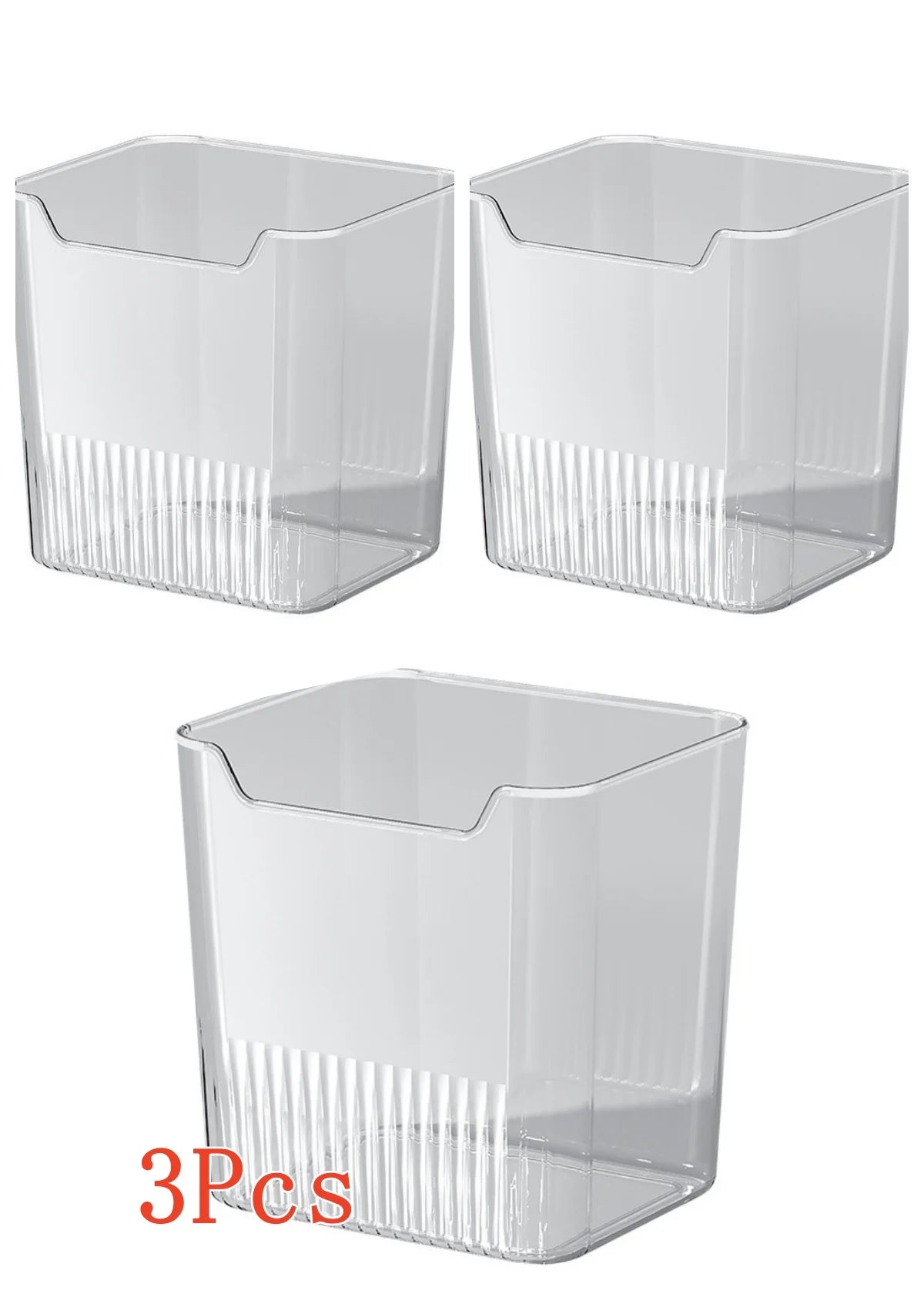 3Pcs BPA-Free Refrigerator Side Door Organizer Set Transparent,Freshness Preserving Storage Containers for Kitchen & Dining