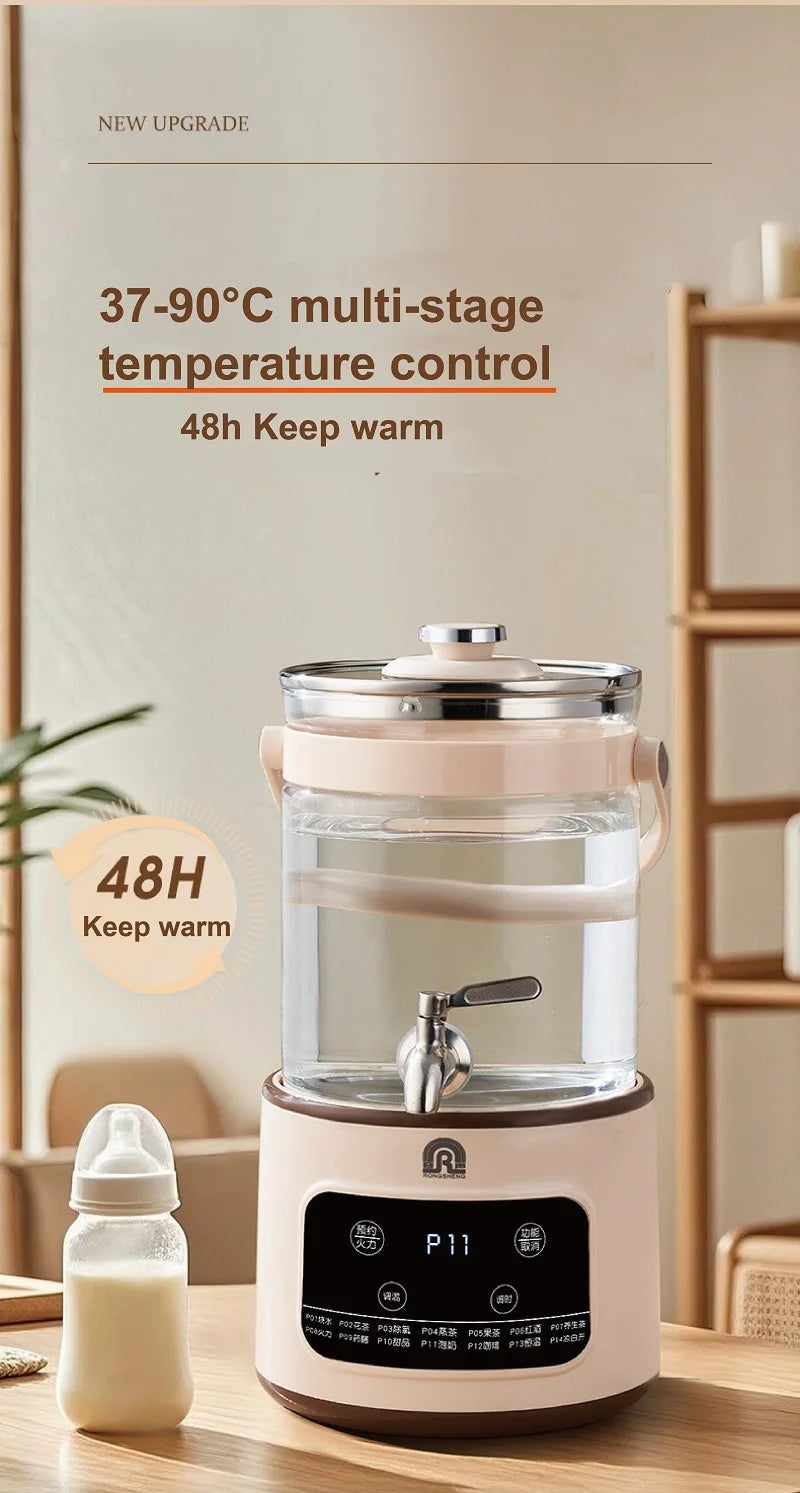 1200W/3L Home Electric Kettle Multifunctional Health Pot Glass Flower Teapot Soup Stew Pot Commercial Faucet Fruit Tea Bucket